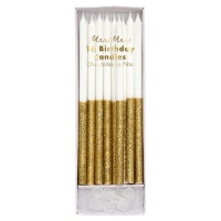 Gold Glitter Tall Birthday Candles By Meri Meri